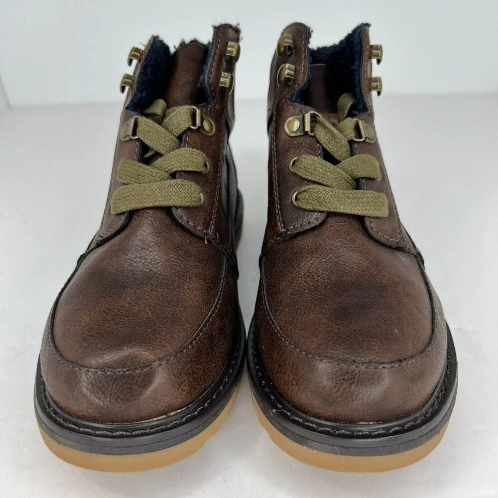 Cat & Jack Girls 17730 Brown Faux Fur Lining Lace Up Bootie Size 3 Ankle Boots